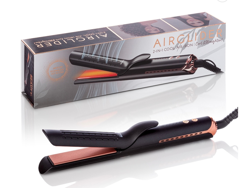 Cortex Beauty AirGlider 2 In 1 Cool Air Flat Iron Black Rose Gold